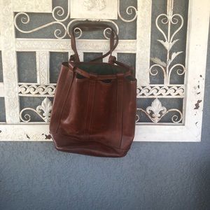 Classic Brown Leather Backpack Duffle Style Large